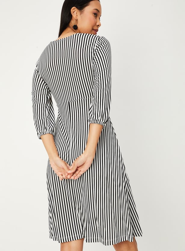 Women Striped Wrap Dress