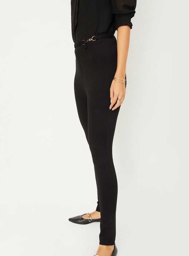 Women Solid Ponte Knit Treggings