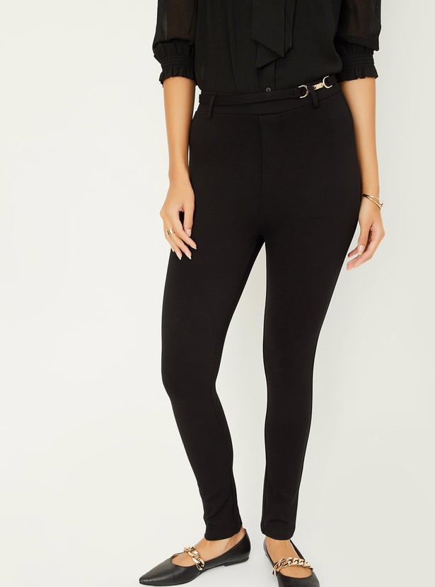 Women Solid Ponte Knit Treggings