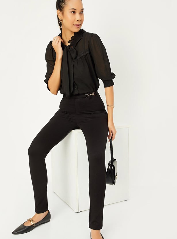 Women Solid Ponte Knit Treggings