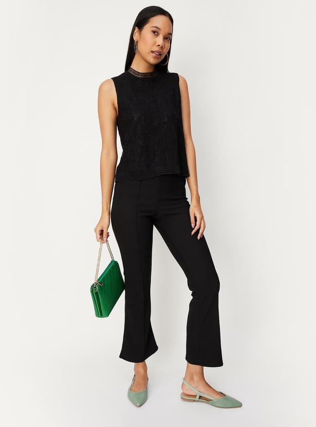 Women Lace Mock Neck Top