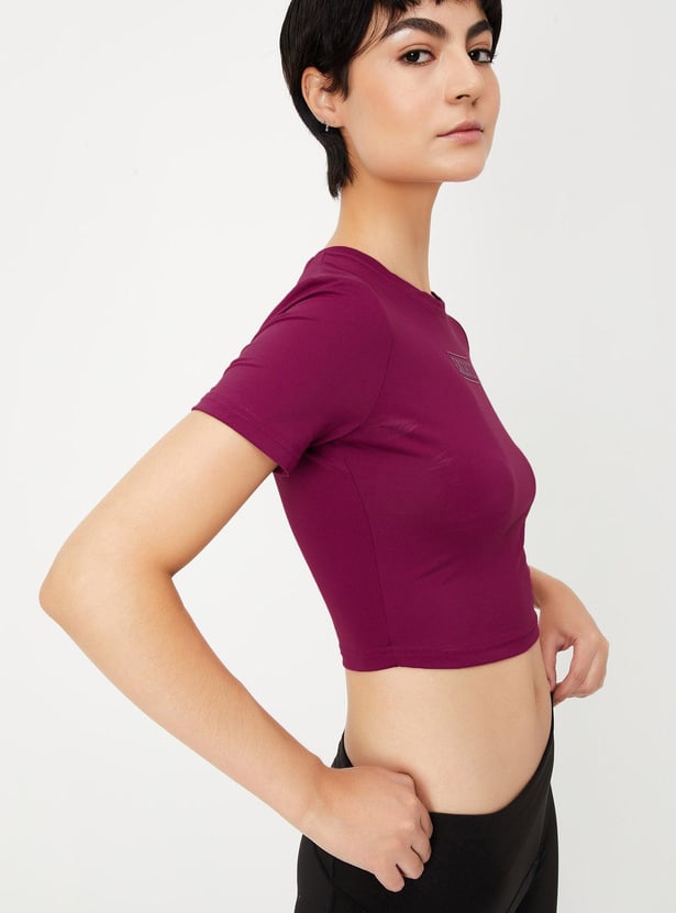 Women Printed Cropped Sports T-shirt