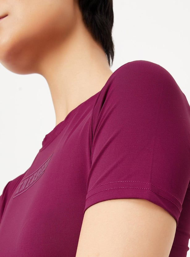 Women Printed Cropped Sports T-shirt