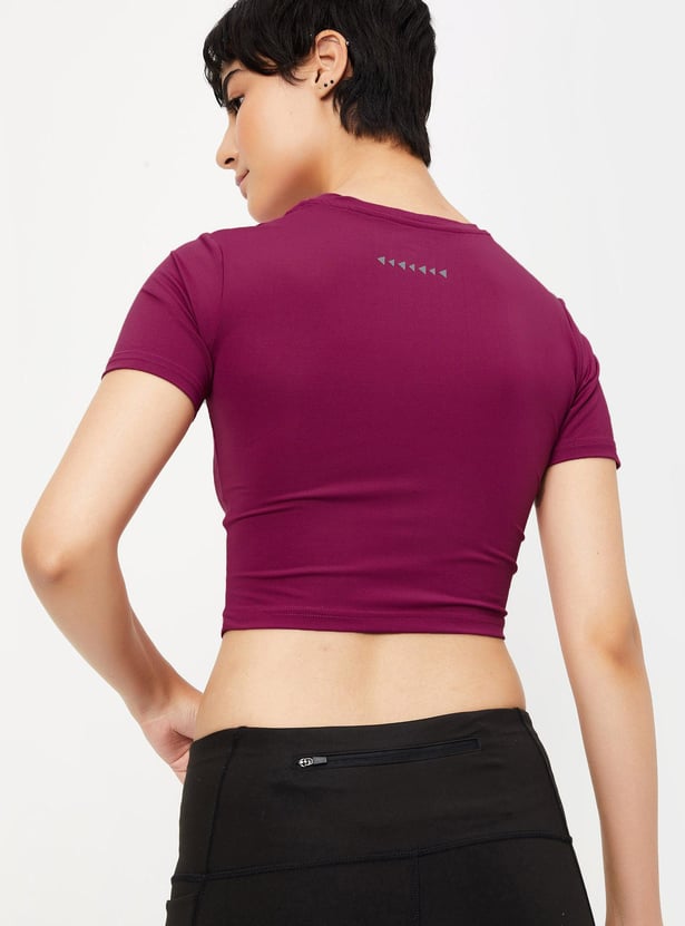 Women Printed Cropped Sports T-shirt
