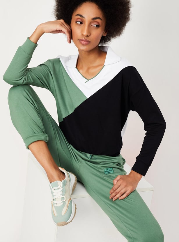 Women Colourblocked Cotton Polo