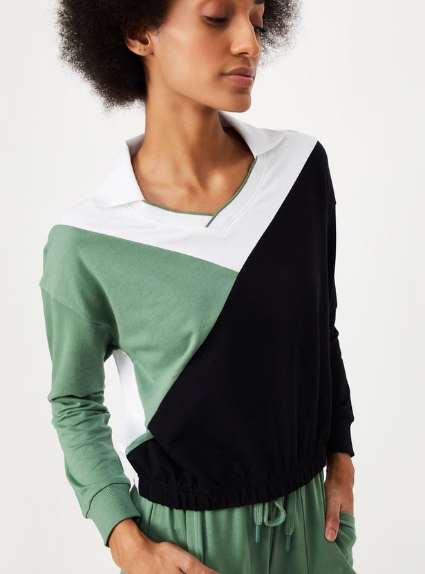 Women Colourblocked Cotton Polo