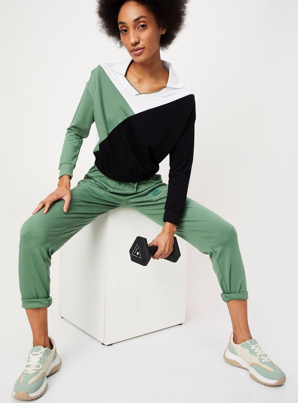 Women Colourblocked Cotton Polo