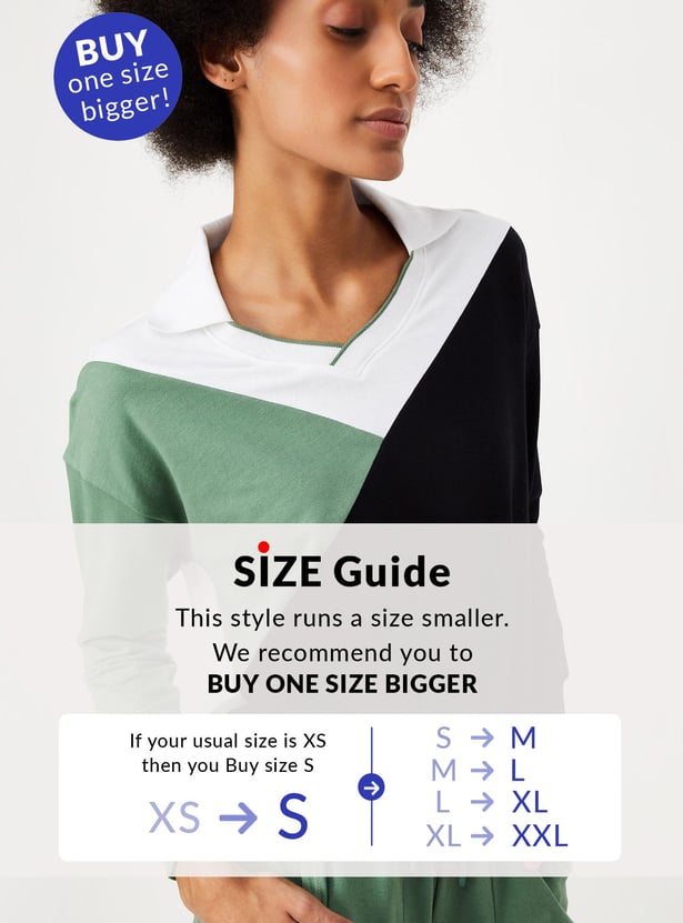 Women Colourblocked Cotton Polo