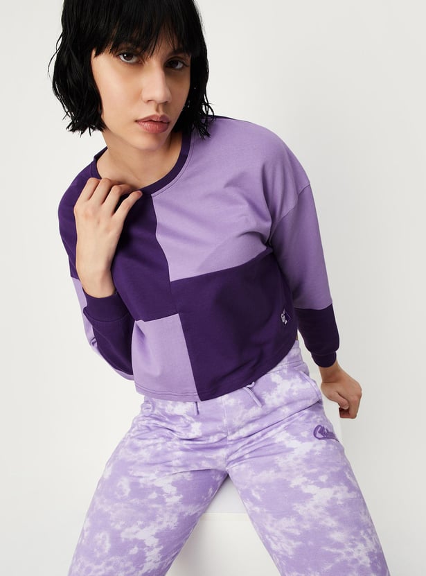 Women Colorblocked Knit Crop Top