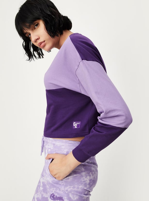 Women Colorblocked Knit Crop Top