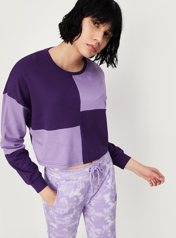 Women Colorblocked Knit Crop Top