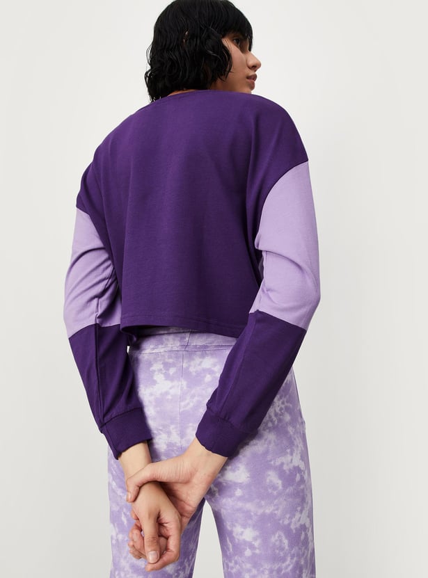 Women Colorblocked Knit Crop Top