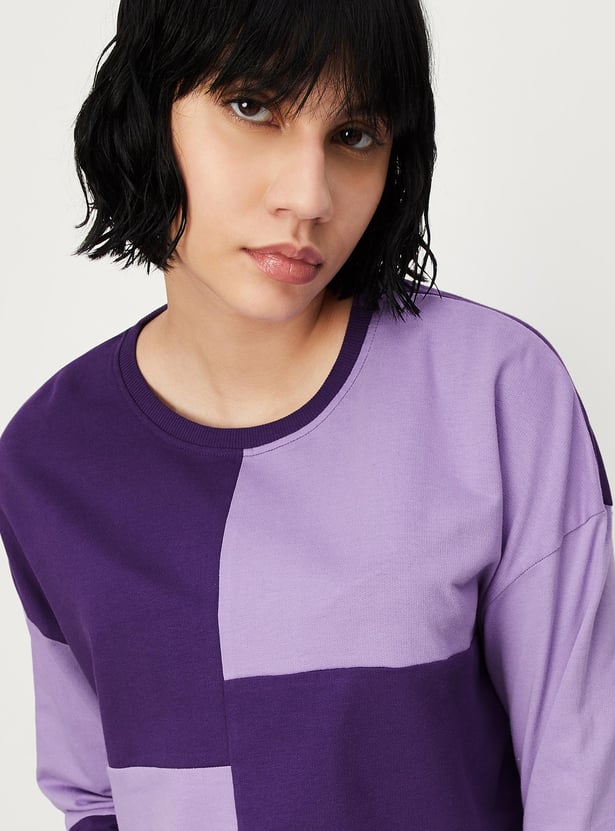 Women Colorblocked Knit Crop Top