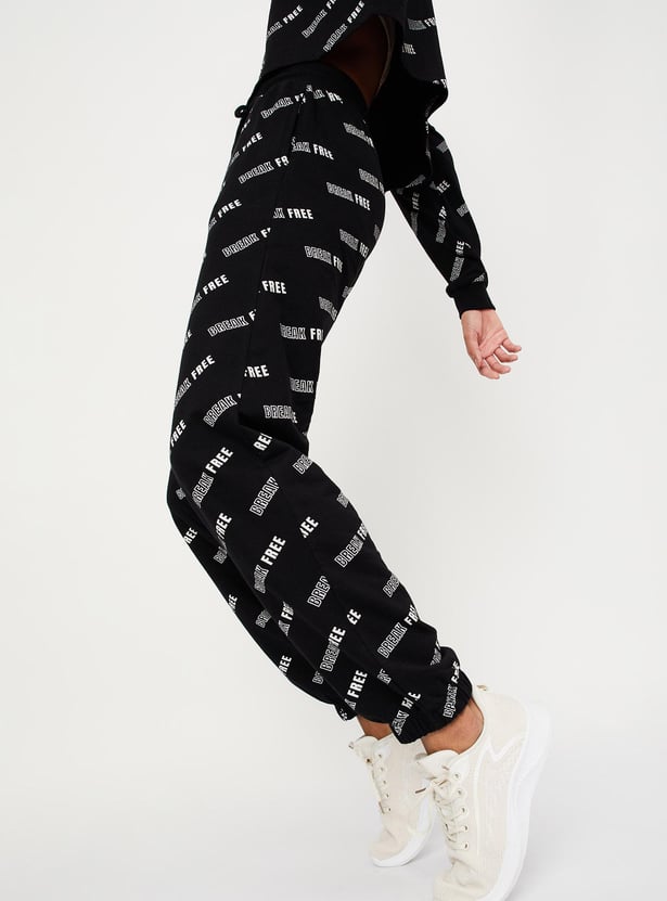 Women Printed Ribbed Cuff Joggers