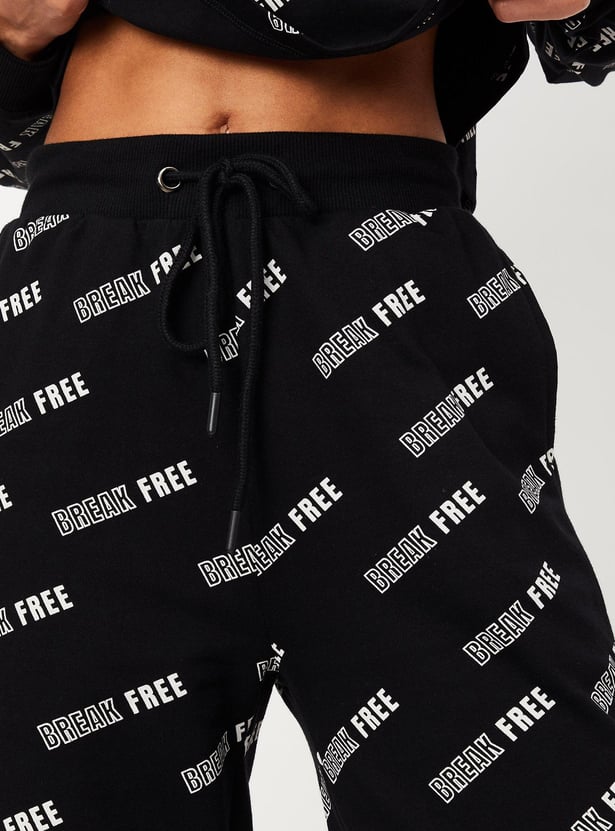 Women Printed Ribbed Cuff Joggers