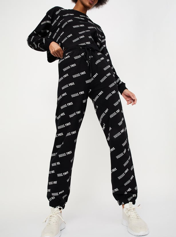 Women Printed Ribbed Cuff Joggers