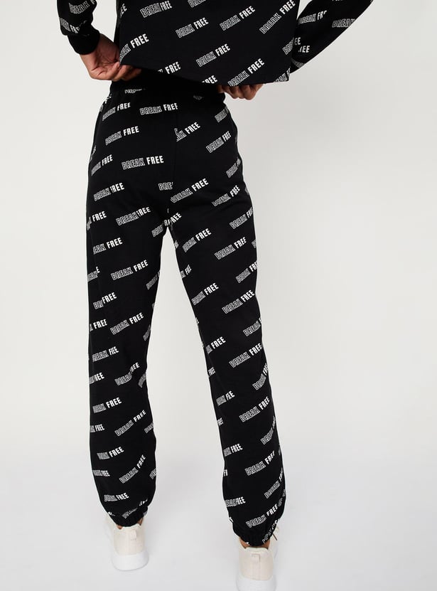 Women Printed Ribbed Cuff Joggers