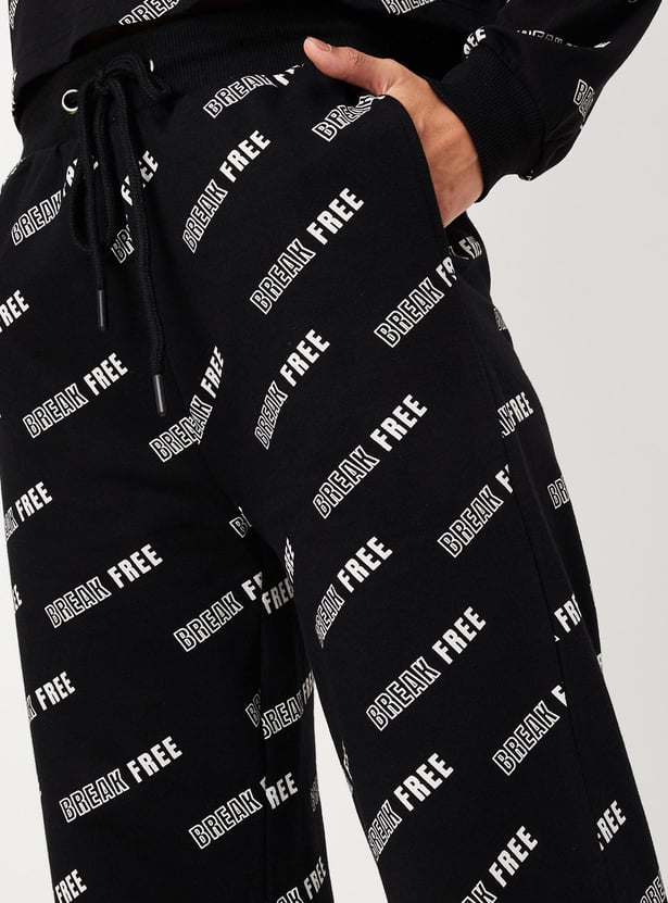 Women Printed Ribbed Cuff Joggers