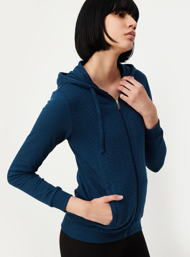 Women Quilted Hooded Sweatshirt