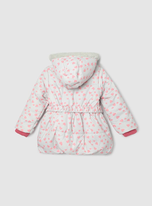 Girls Printed Hooded Padded Jacket