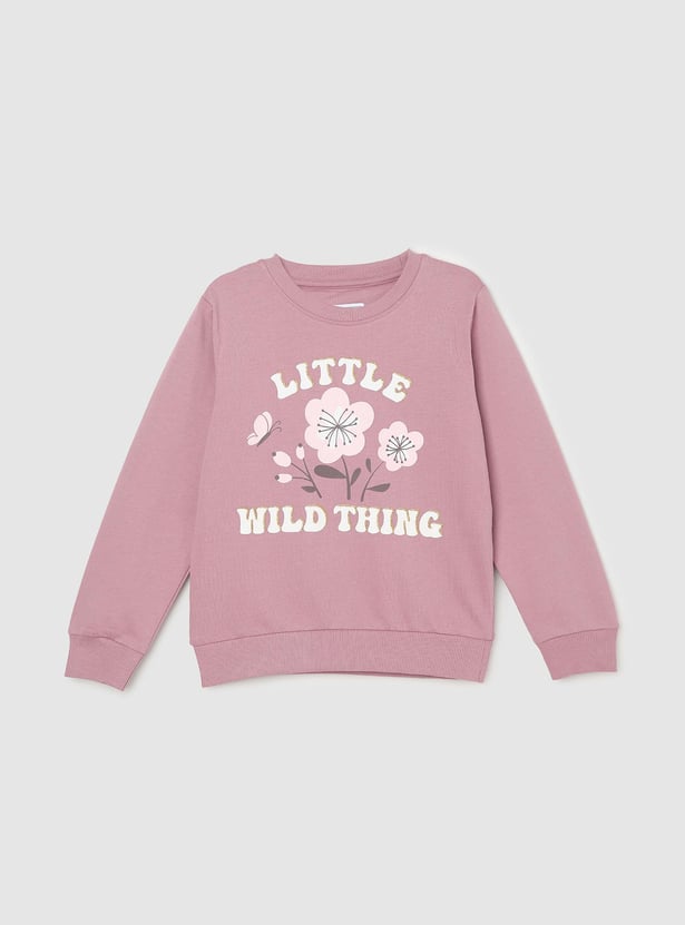 Girls Typographic Printed Sweatshirt