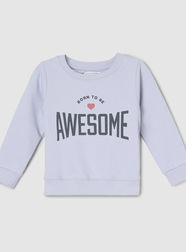 Girls Typographic Printed Sweatshirt