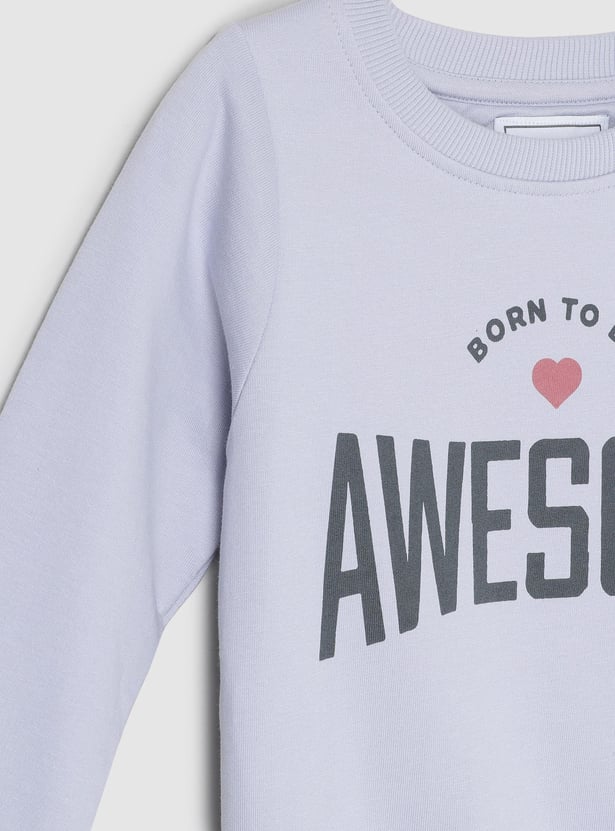 Girls Typographic Printed Sweatshirt