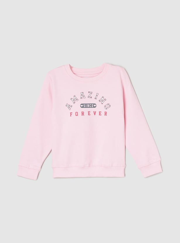 Girls Typographic Printed Sweatshirt