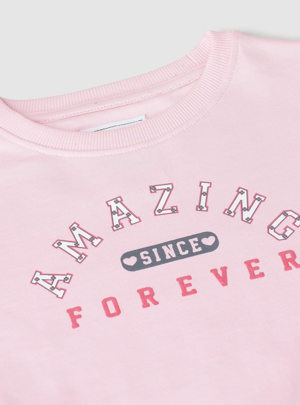 Girls Typographic Printed Sweatshirt