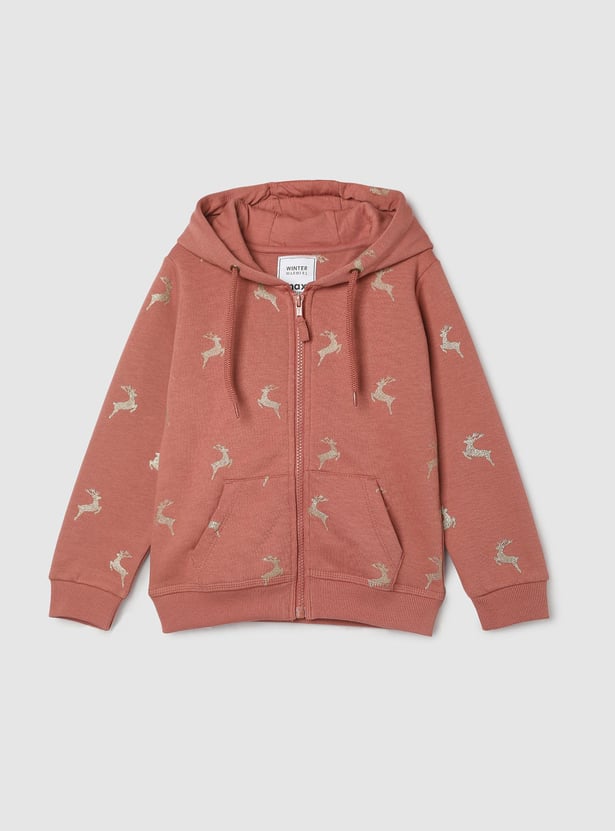 Girls Printed Hooded Sweatshirt