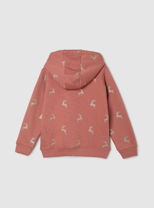 Girls Printed Hooded Sweatshirt