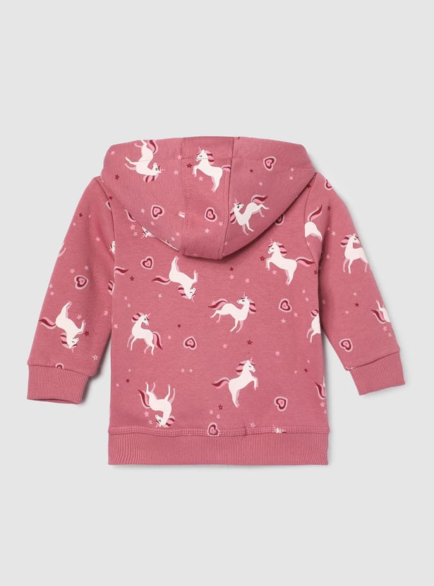 Girls Unicorn Printed Hooded Sweatshirt