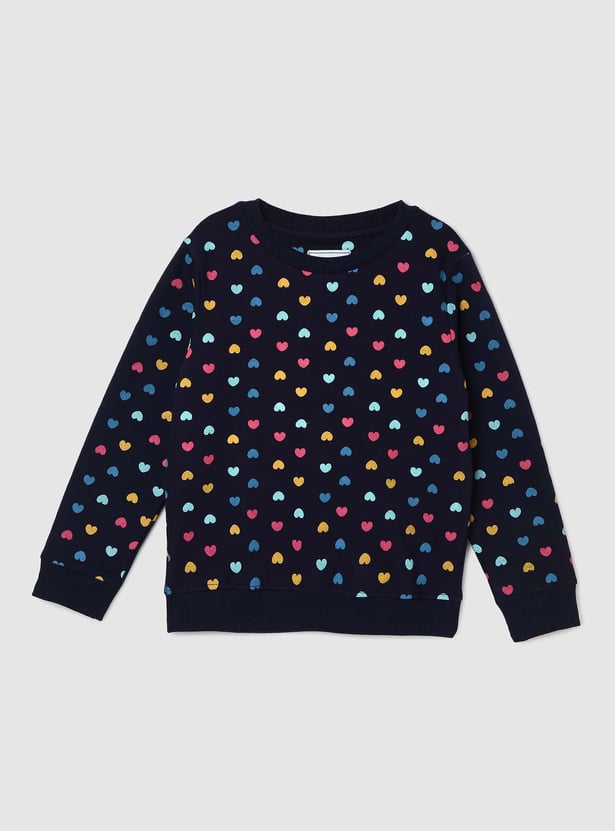 Girls Heart Printed Sweatshirt