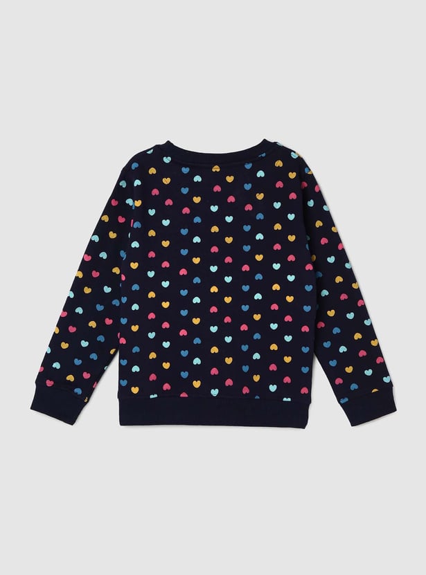 Girls Heart Printed Sweatshirt