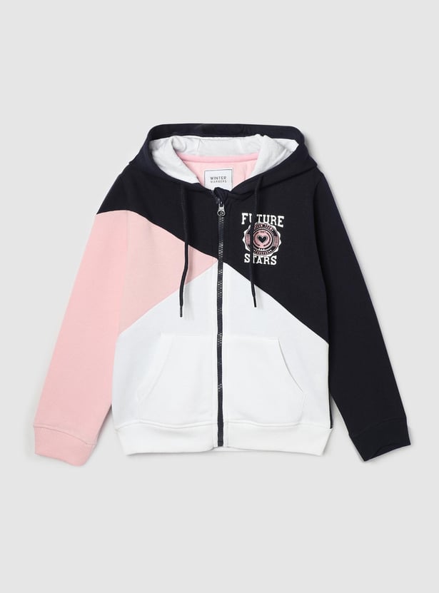 Girls Colourblock Hooded Sweatshirt