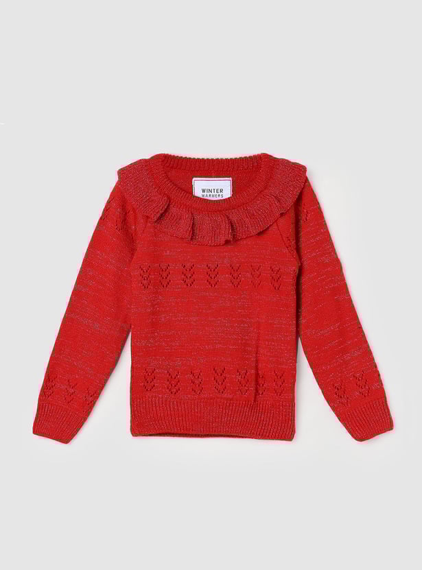 Girls Shimmery Ruffle Sweater