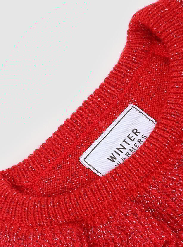 Girls Shimmery Ruffle Sweater