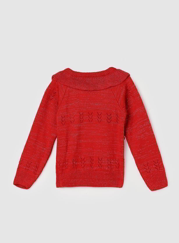 Girls Shimmery Ruffle Sweater