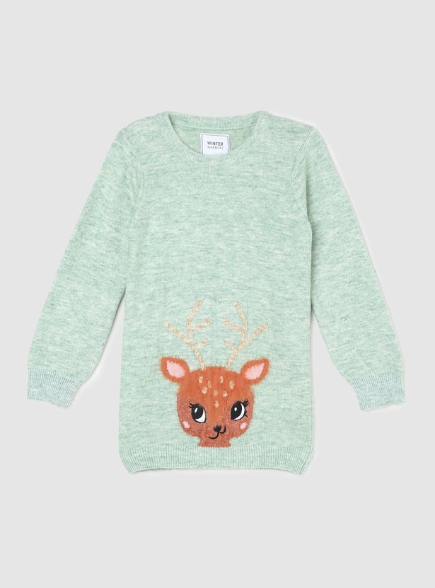 Girls Printed Longline Sweater