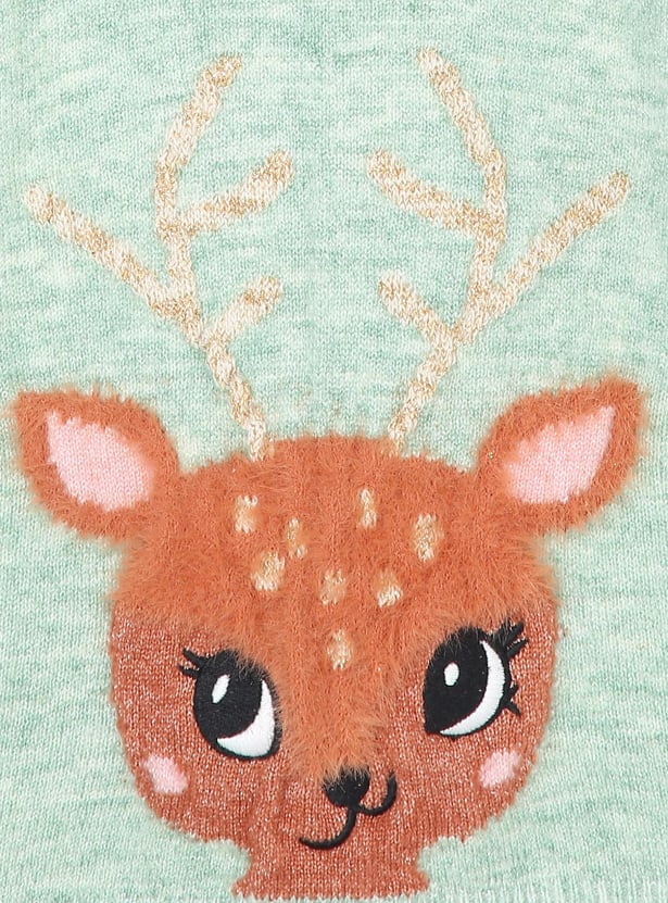 Girls Printed Longline Sweater