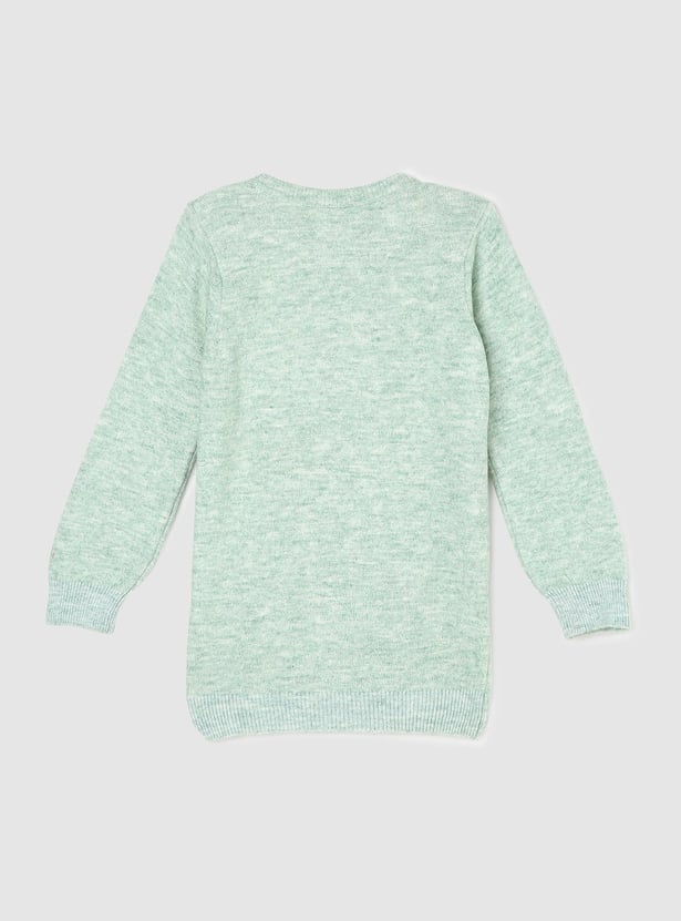 Girls Printed Longline Sweater