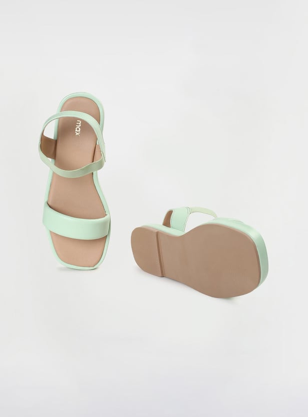 Girls Solid Open Toe Flat Sandals