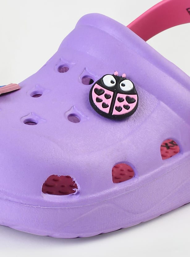 Girls Charm-Detailed Clogs with Pivoting Strap