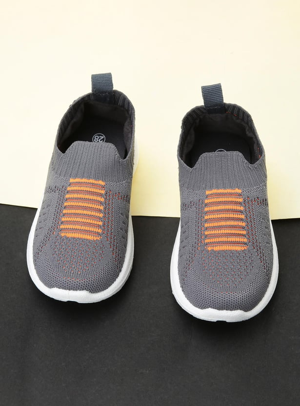 Boys Striped Slip-On Sports Shoes