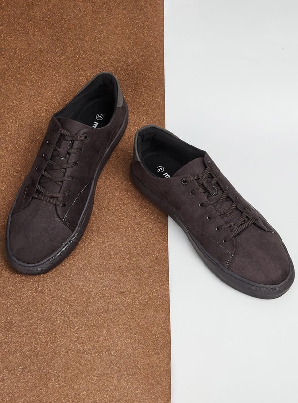 Men Solid Lace-Up Sneakers