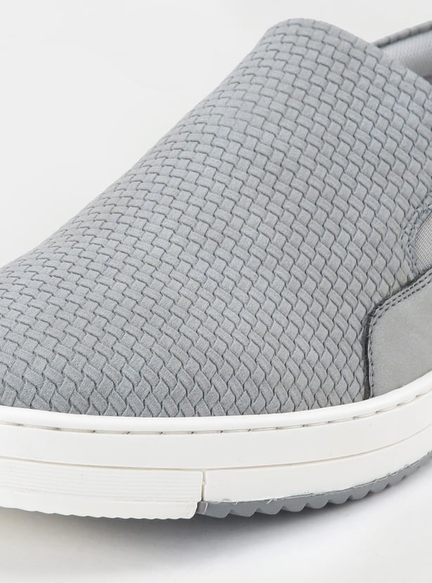 Men Woven Textured Slip-On Shoes