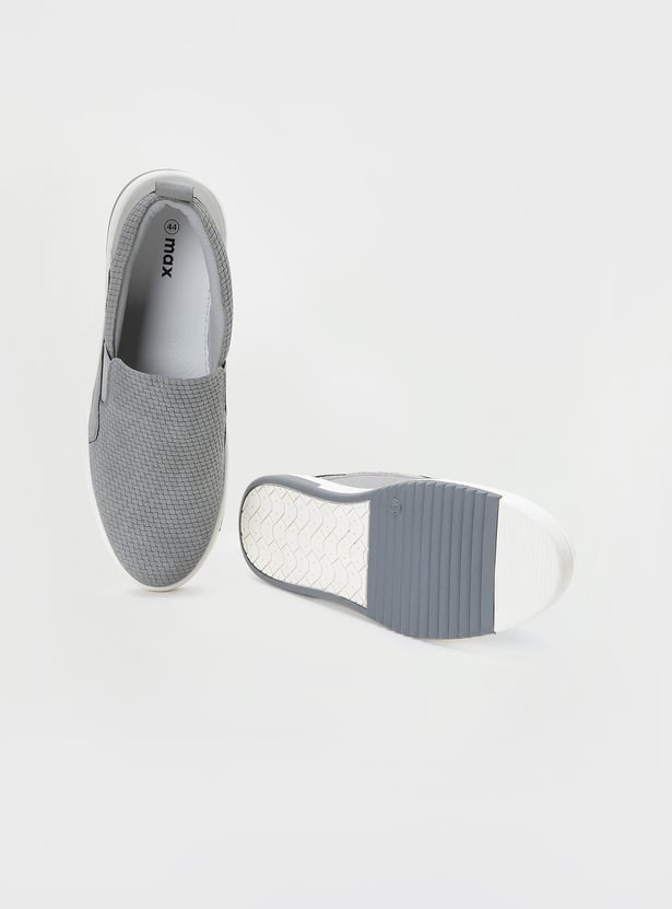 Men Woven Textured Slip-On Shoes