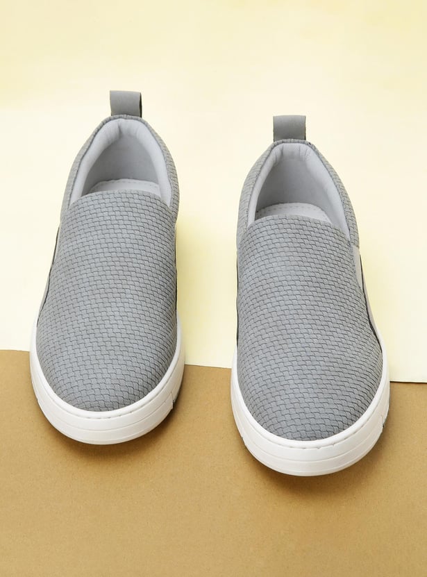 Men Woven Textured Slip-On Shoes