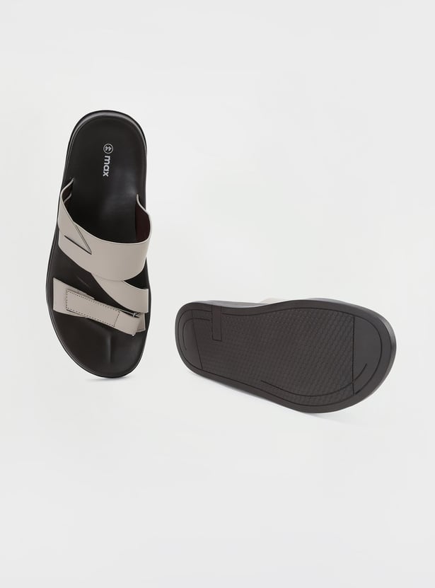 Men Solid Double Strap Sandals