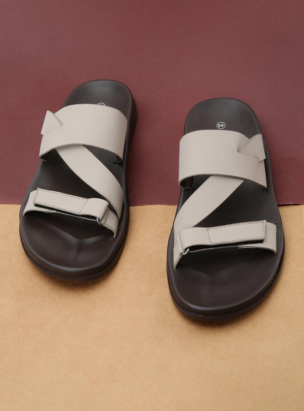 Men Solid Double Strap Sandals